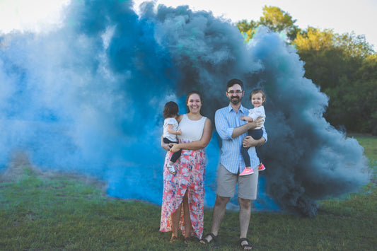 pink and blue smoke