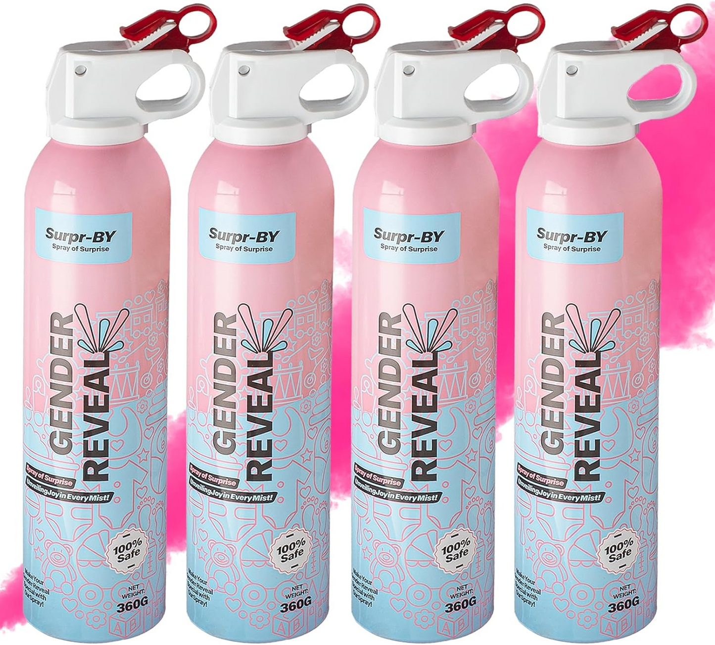 Large Gender Reveal Fire Extinguisher Set - 2/4 Pack Pink/Bule Gender Reveal Color Powder Spray - 100% Biodegradable Party Supplies- for Memorable Baby Gender Reveal Decorations & Ideas(Boy)