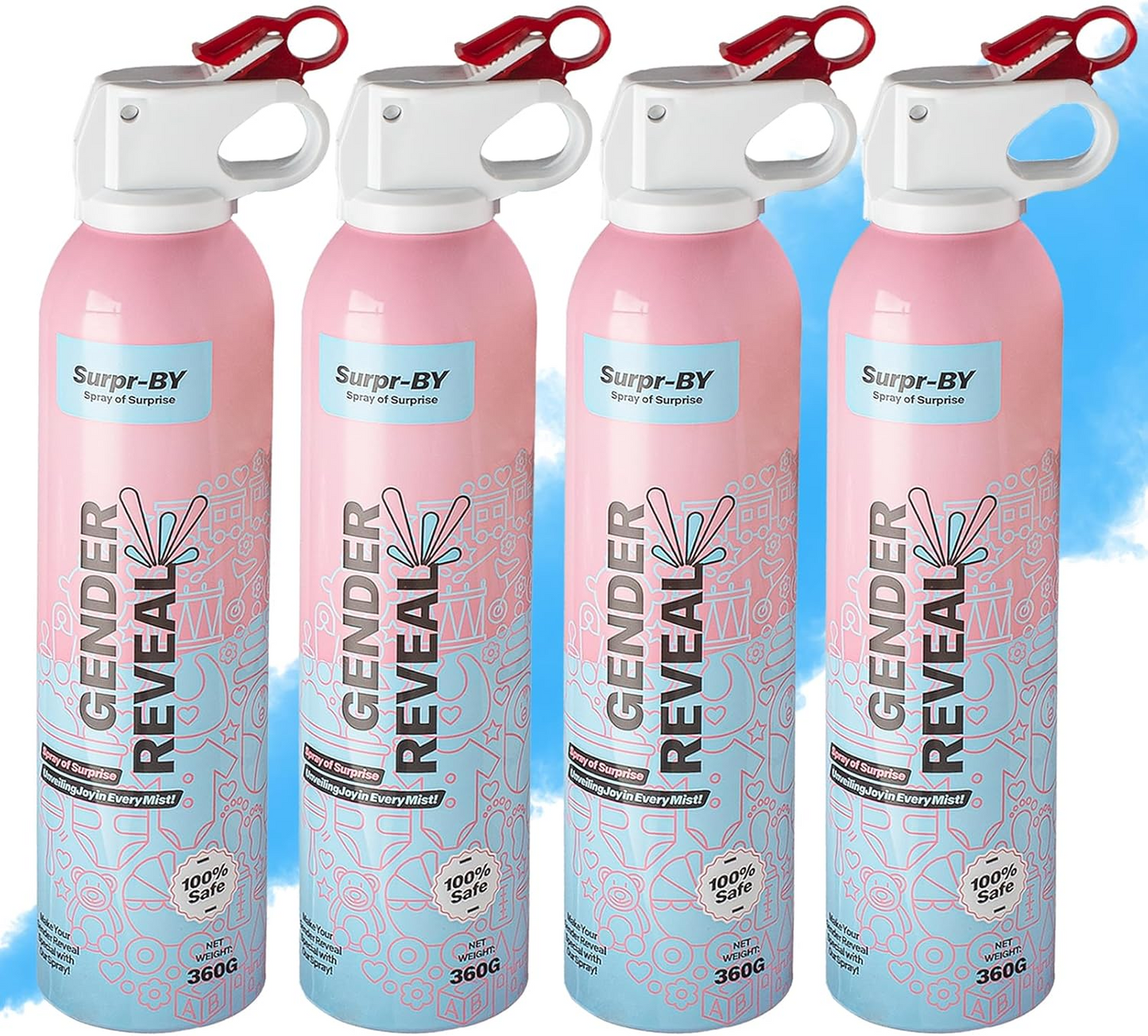 Large Gender Reveal Fire Extinguisher Set - 2/4 Pack Pink/Bule Gender Reveal Color Powder Spray - 100% Biodegradable Party Supplies- for Memorable Baby Gender Reveal Decorations & Ideas(Boy)