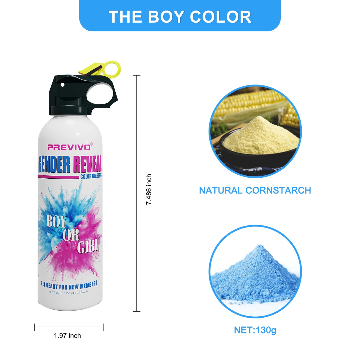 Previvo Gender Reveal Colors spray Color Blasters, 6 Pink /Blue,6pink/blue