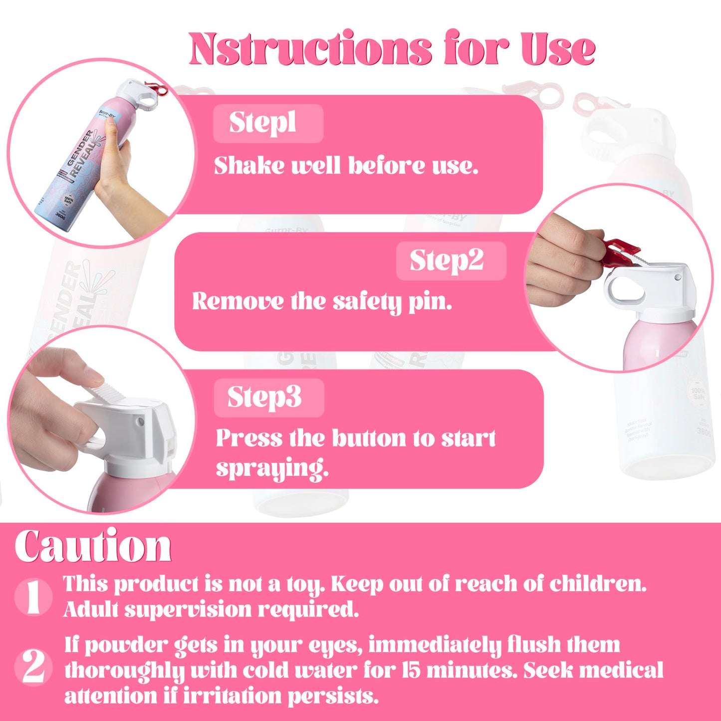 Large Gender Reveal Fire Extinguisher Set - 2/4 Pack Pink/Bule Gender Reveal Color Powder Spray - 100% Biodegradable Party Supplies- for Memorable Baby Gender Reveal Decorations & Ideas(Boy)