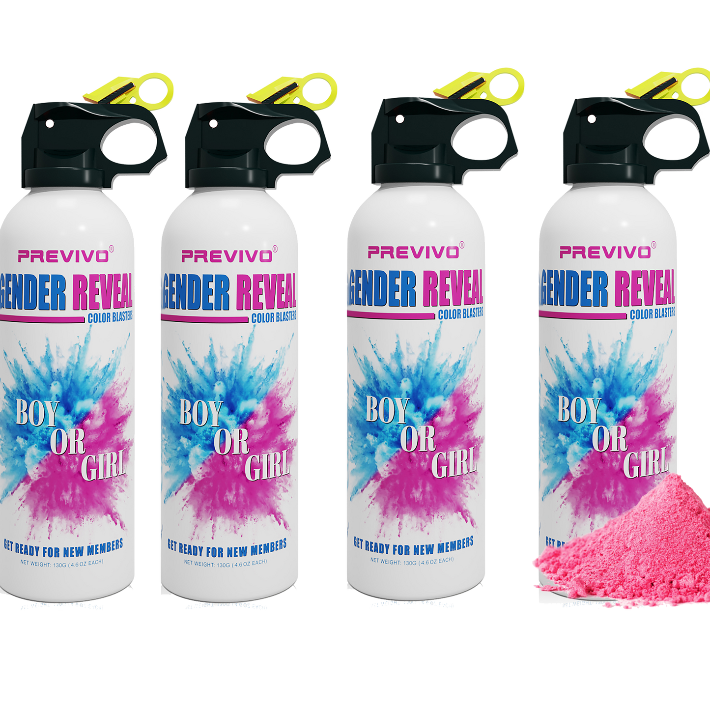 Previvo Gender Reveal Fire Extinguisher Set - 4 Pcs Pink Gender Reveal Powder color spray