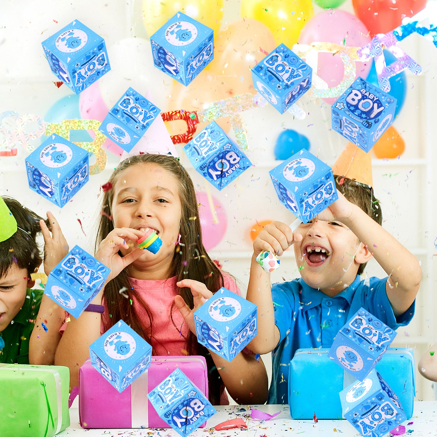 Gender Reveal Gift Box - 20 Pcs Blue Boy Baby Gender Reveal Party Surprise Gift Box - Explosion Money Ideas Gifts Decorations