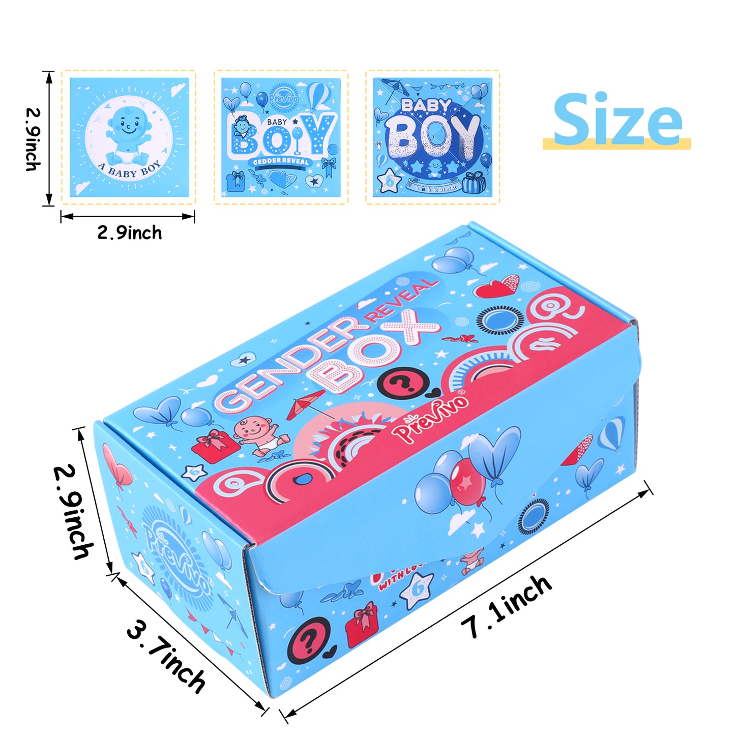 Gender Reveal Gift Box - 20 Pcs Blue Boy Baby Gender Reveal Party Surprise Gift Box - Explosion Money Ideas Gifts Decorations