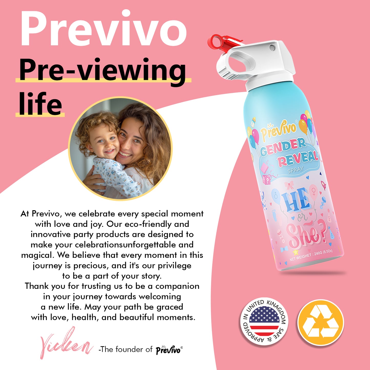 Previvo Gender Reveal Fire Extinguisher Set - 2 Pcs Bule or Pink Gender Reveal Smoke Spray