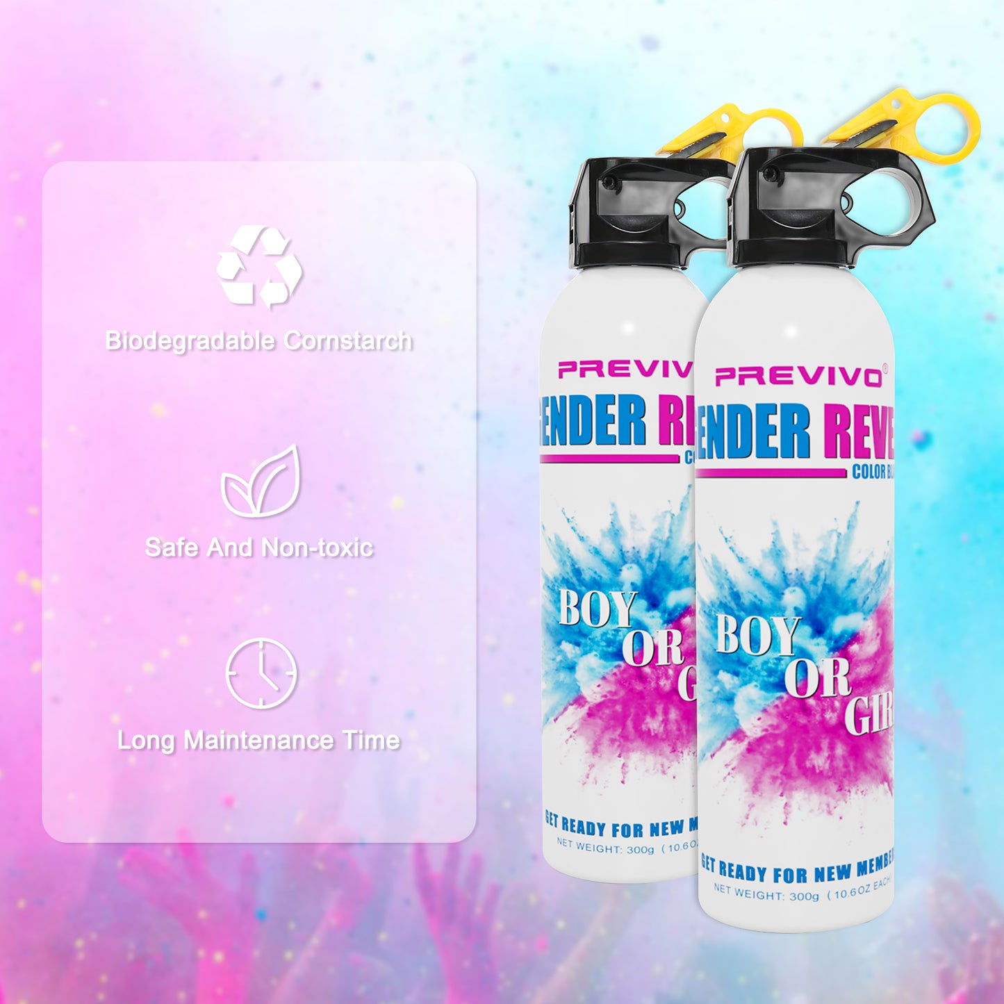 Previvo Gender Reveal Smoke Powder Extinguisher 2pcs pink smoke spray