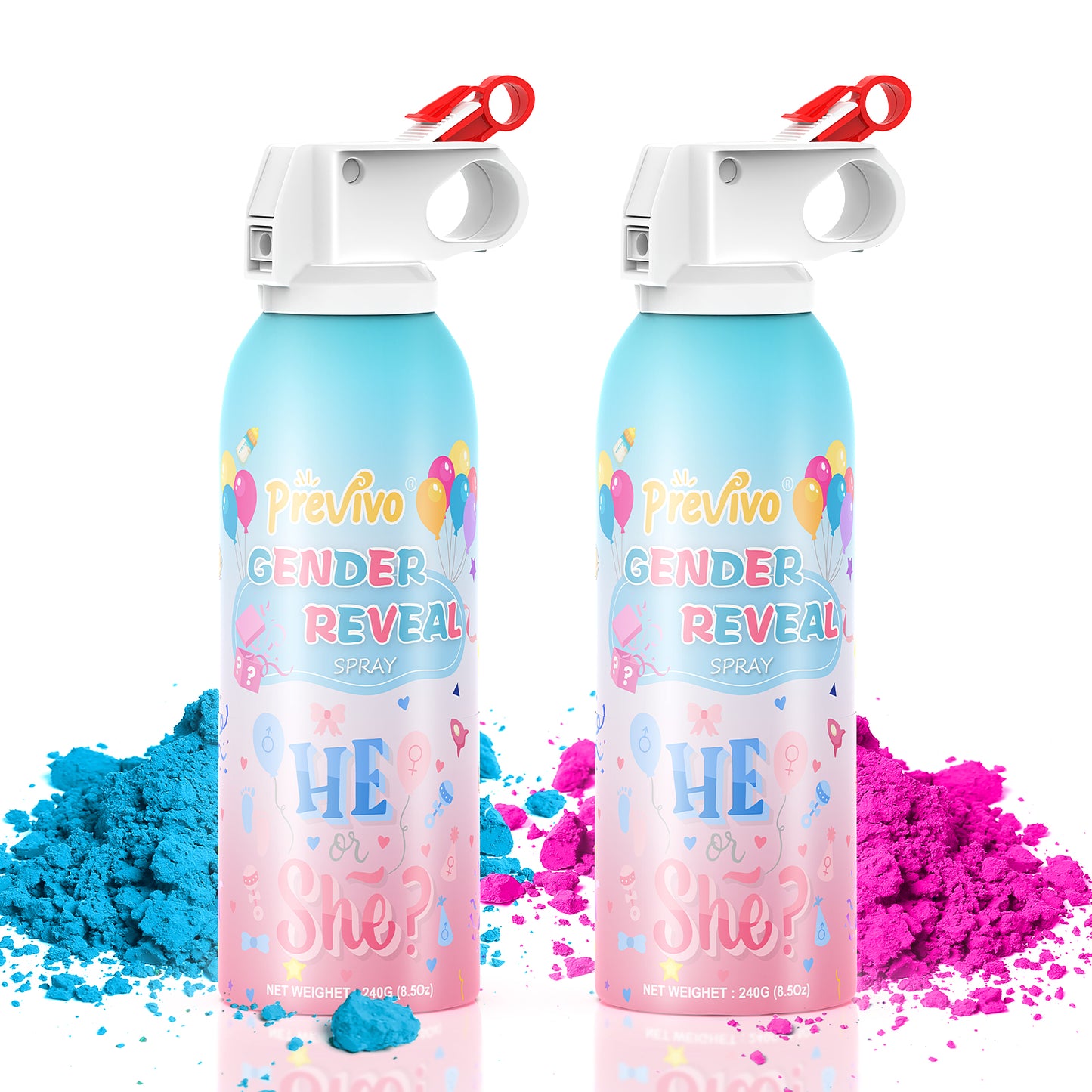 Previvo Gender Reveal Fire Extinguisher Set - 2 Pcs Bule or Pink Gender Reveal Smoke Spray