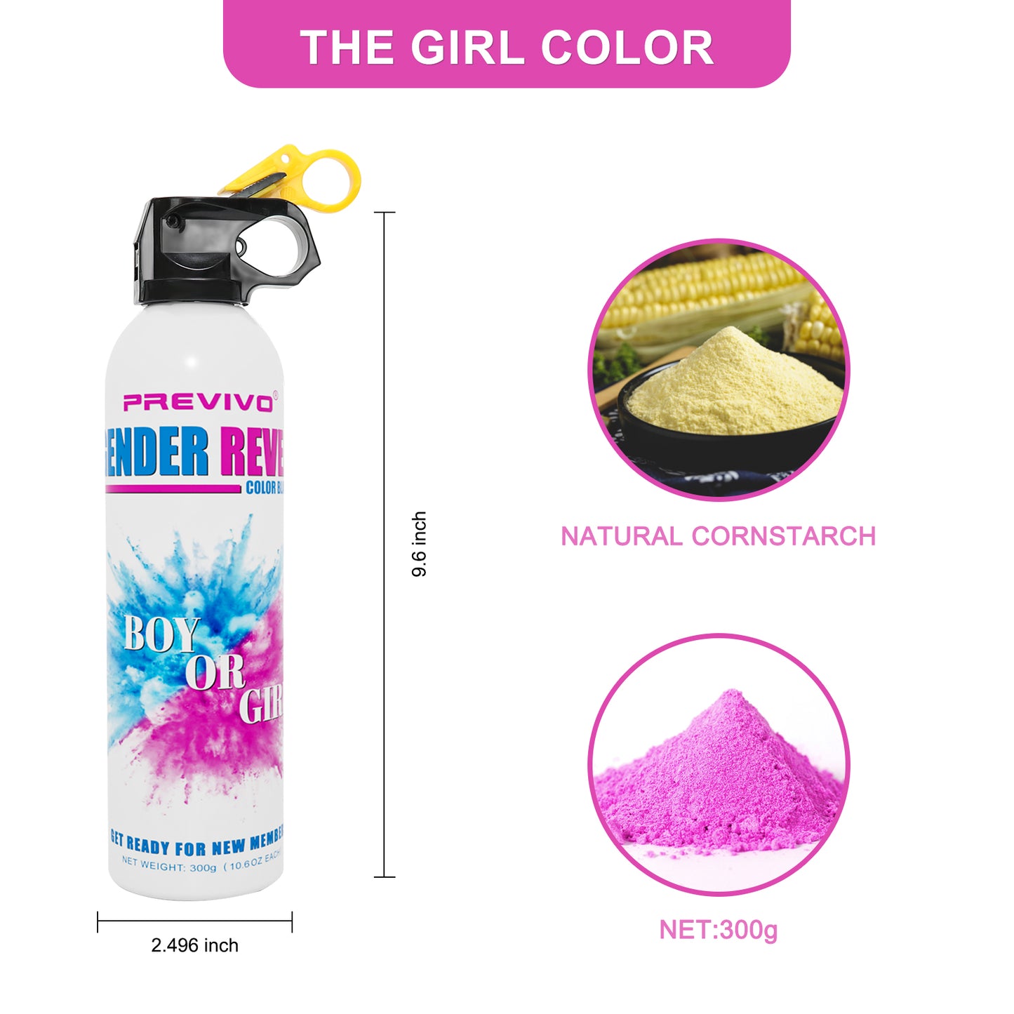 Previvo Gender Reveal Smoke Powder Extinguisher 2pcs pink smoke spray