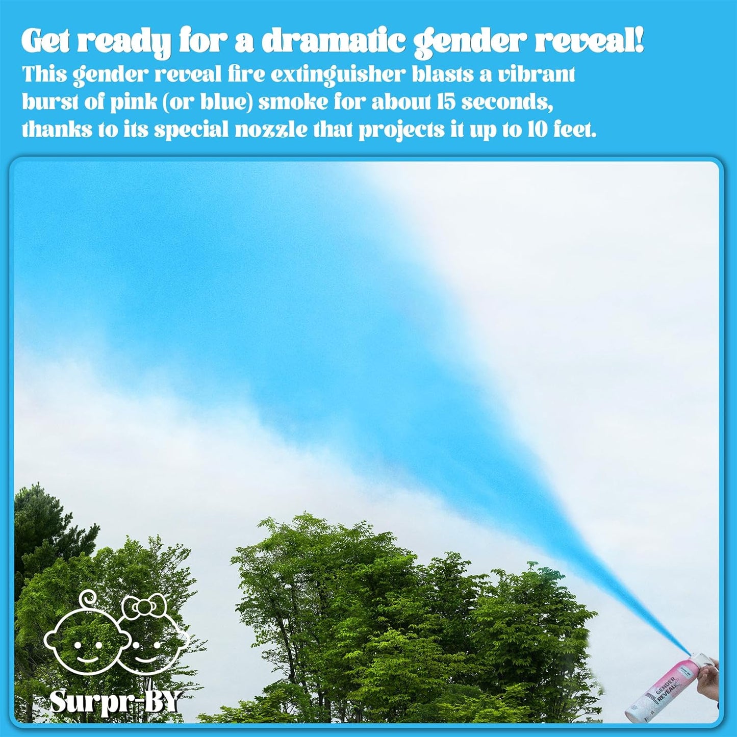 Large Gender Reveal Fire Extinguisher Set - 2/4 Pack Pink/Bule Gender Reveal Color Powder Spray - 100% Biodegradable Party Supplies- for Memorable Baby Gender Reveal Decorations & Ideas(Boy)