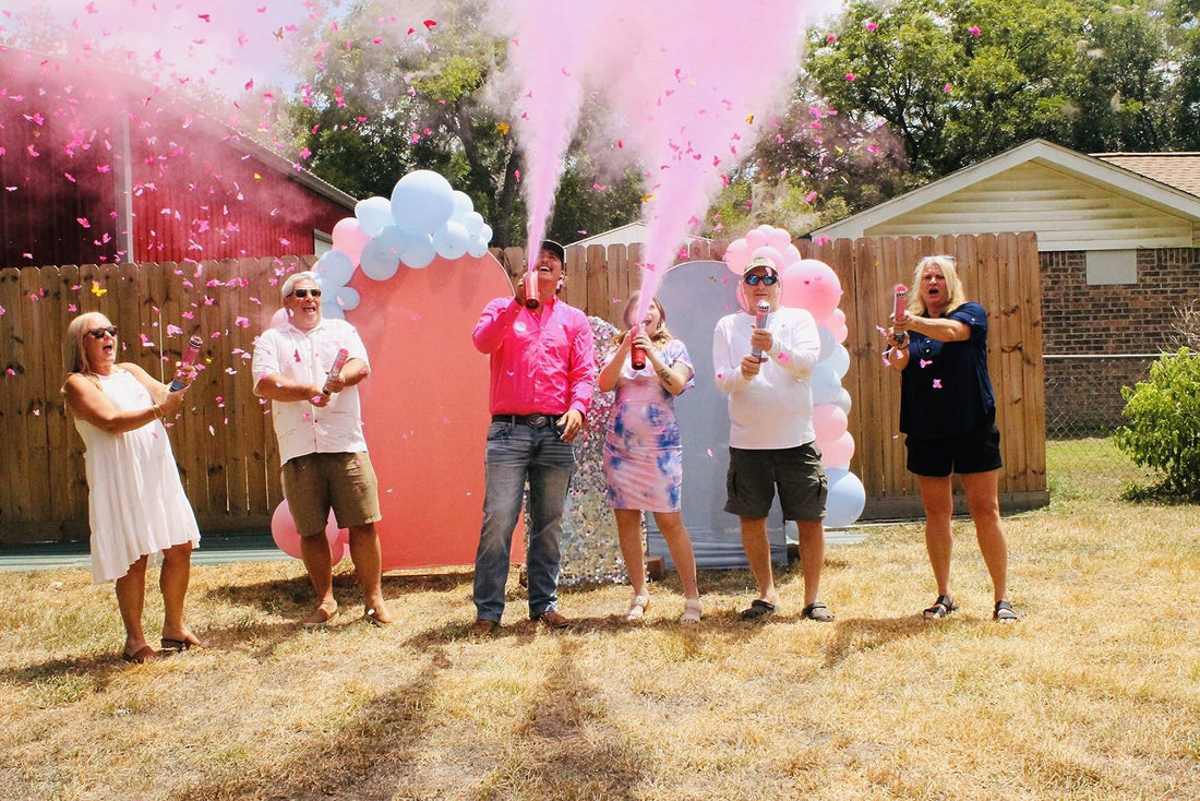 creating a colorful blast/gender reveal mini fire extinguisher