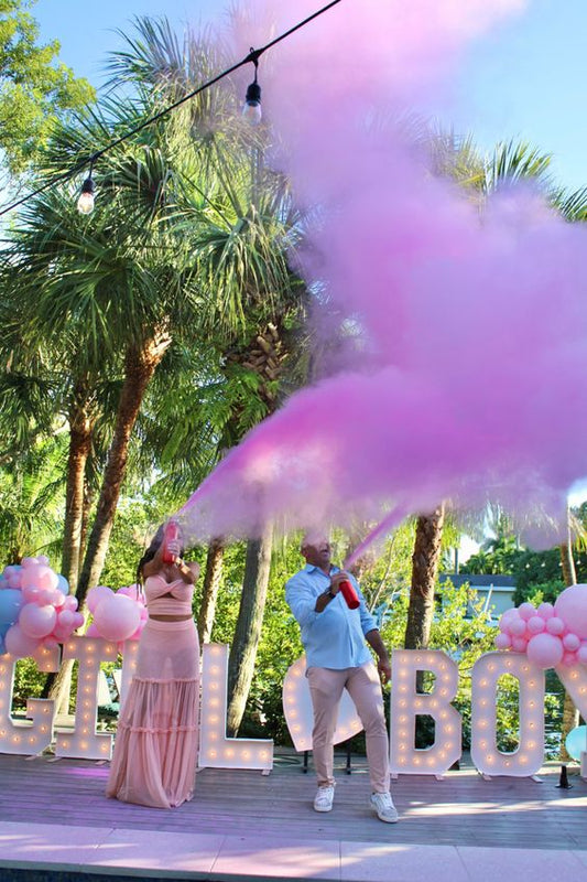 gender reveal party ，gender reveal party， baby shower gender reveal ideas， color spray