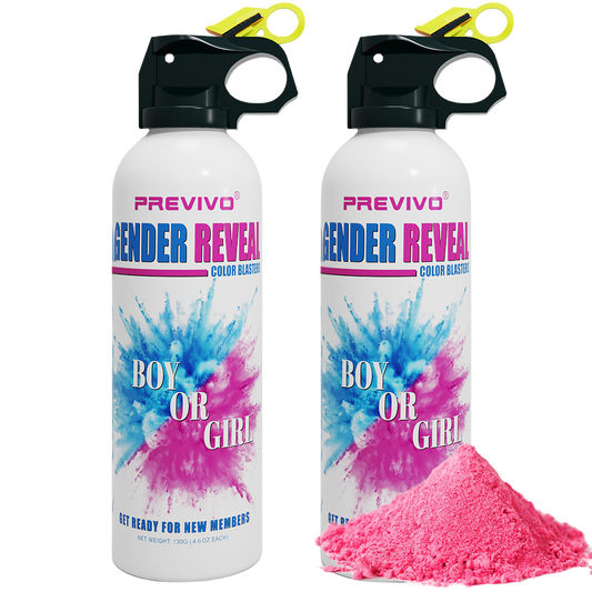Previvo Gender Reveal Fire Extinguisher Set - 2 Pcs Pink Gender Reveal Powder Cannon
