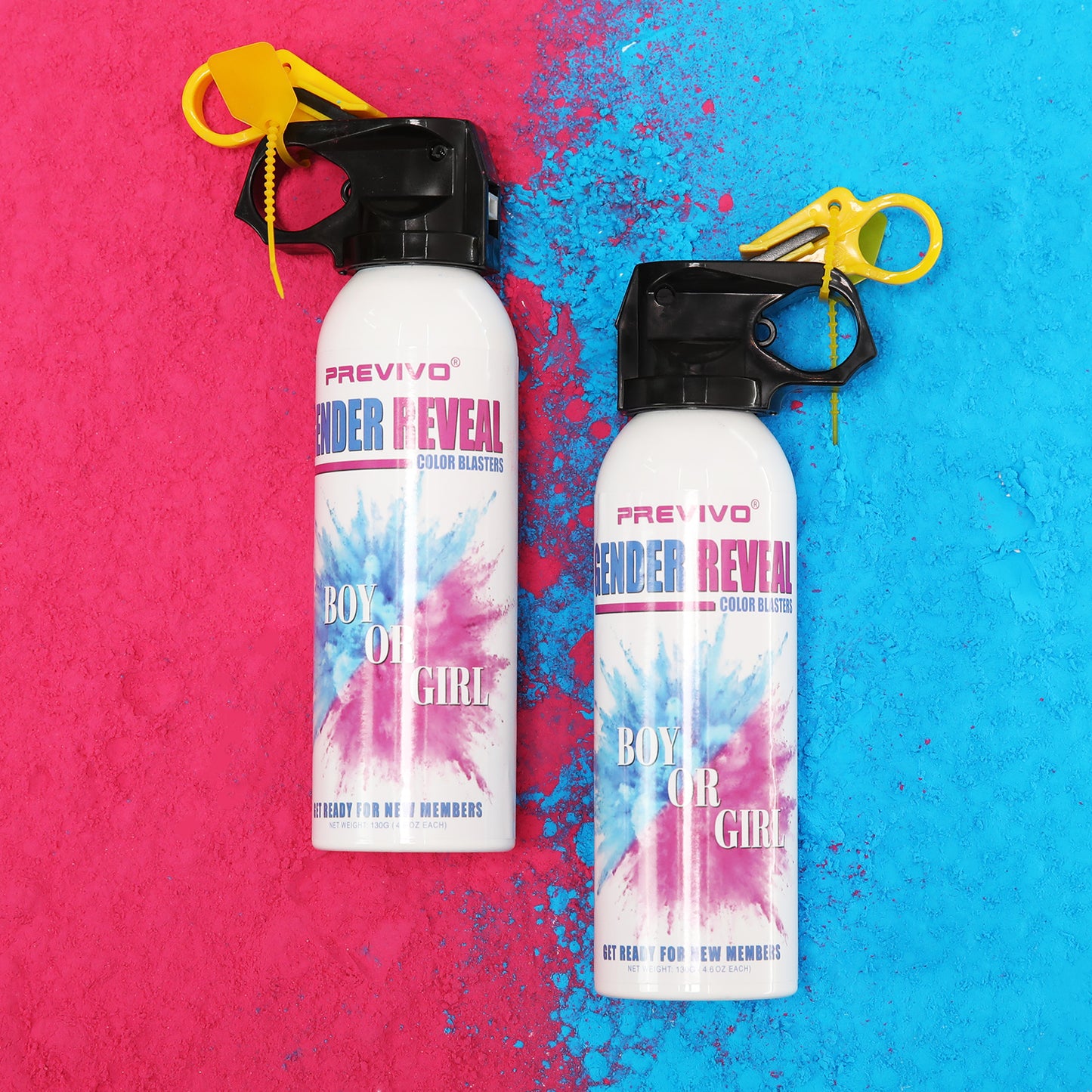 Previvo Gender Reveal  Colors spray Color Blasters, 6 Pink /Blue,6pink/blue