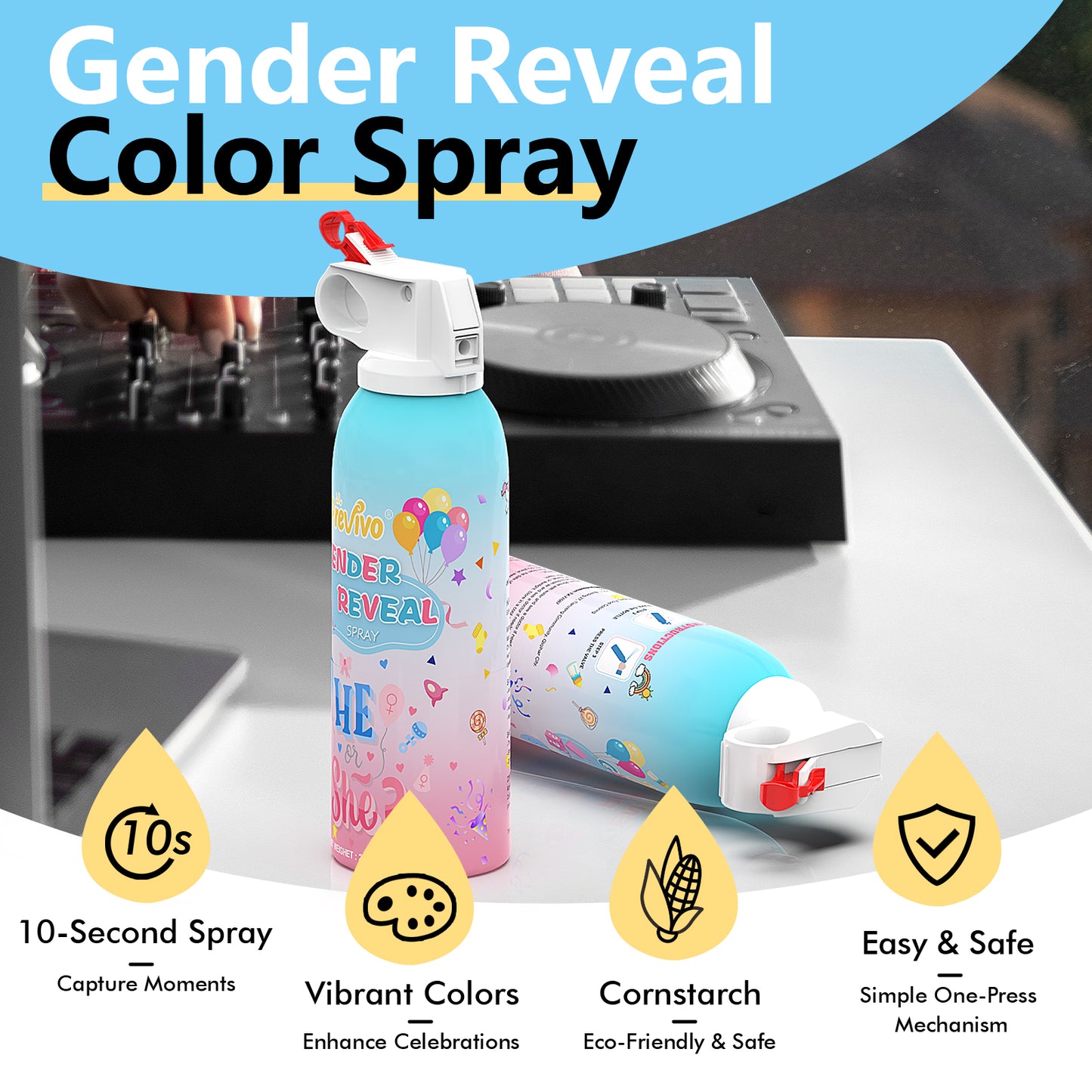 Previvo Gender Reveal Fire Extinguisher Set - 2 Pcs Bule or Pink Gender Reveal Smoke Spray