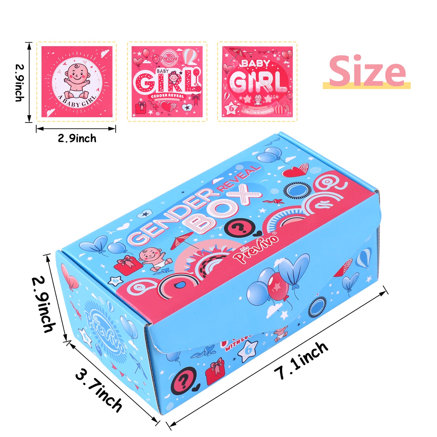 Gender Reveal Gift Box - 20 Pcs Pink Girl Baby Gender Reveal Party Surprise Gift Box - Explosion Money Ideas Gifts Decorations